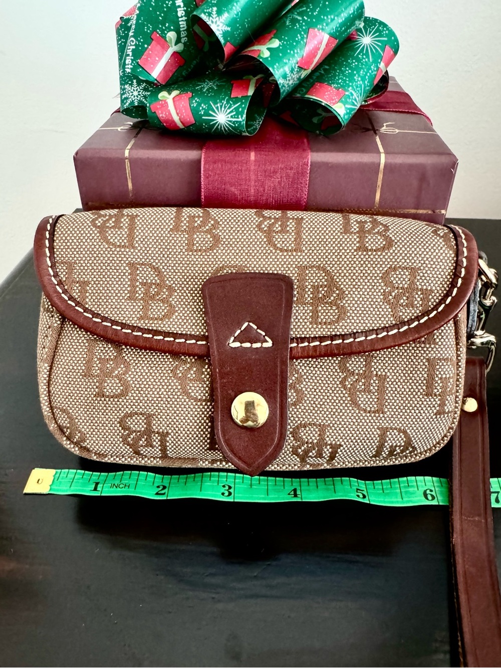 Brown Monogram Crossbody Wristlet - Canvas and Leather